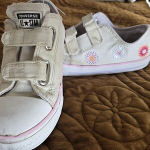 Converse Kids' Cream Sneakers with Floral Accents